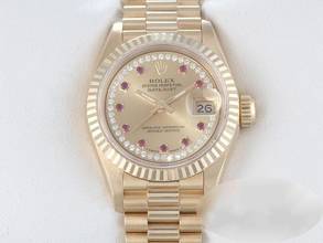 Thumbnail von Rolex Lady-Datejust Gelbgold 750 Diamanten Rubine Automatik Gold Damen