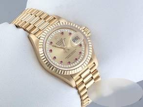 Thumbnail von Rolex Lady-Datejust Gelbgold 750 Diamanten Rubine Automatik Gold Damen