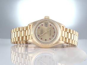 Thumbnail von Rolex Lady-Datejust Gelbgold 750 Diamanten Rubine Automatik Gold Damen