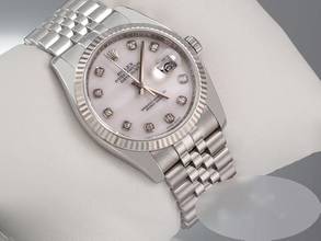Thumbnail von Rolex Datejust 36 36mm 116234 Stahl Weissgold 750 Cacholong Diamanten Automatik Stainless Steel 18kt White Gold Oyster-band Chronometer