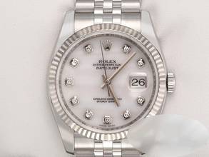Thumbnail von Rolex Datejust 36 36mm 116234 Stahl Weissgold 750 Cacholong Diamanten Automatik Stainless Steel 18kt White Gold Oyster-band Chronometer