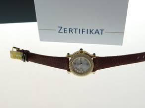 Thumbnail von Chopard Happy Sport 18 Ayar Sarı Altın orijinal Brillant çerçevesi ve yaprakta 5 Brillant ile çift Brillant çerçeve ve yaprakta uçan Brillantler ile
