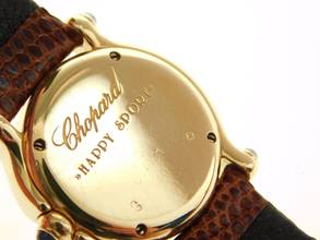 Thumbnail von Chopard Happy Sport 18 Ayar Sarı Altın orijinal Brillant çerçevesi ve yaprakta 5 Brillant ile çift Brillant çerçeve ve yaprakta uçan Brillantler ile