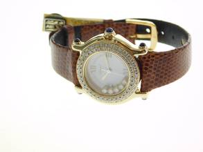 Thumbnail von Chopard Happy Sport 18 Ayar Sarı Altın orijinal Brillant çerçevesi ve yaprakta 5 Brillant ile çift Brillant çerçeve ve yaprakta uçan Brillantler ile