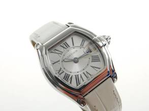 Thumbnail von Cartier Roadster Lady mit original Stahlband und rosa Zifferblatt im Top Zustand mit drei original Bändern zum wechseln im Top Zustand