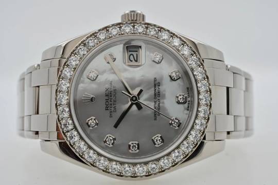 Rolex Datejust 31 Oyster Pearlmaster 18k Factory Diamond Dial Bezel 81299 34mm LC100