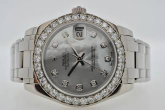 Thumbnail von Rolex Datejust 31 Oyster Pearlmaster 18k Factory Diamond Dial Bezel 81299 34mm LC100