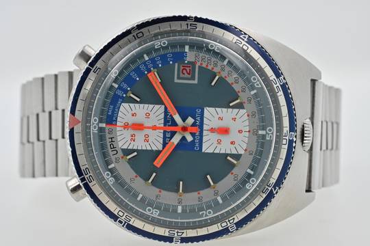 Breitling Bullhead Vintage Chronograph blue dial 2117 Box Papers Vintage Manual Wind