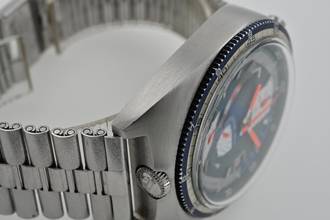 Thumbnail von Breitling Bullhead Vintage Chronograph blue dial 2117 Box Papers Vintage Manual Wind