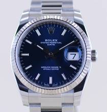 Thumbnail von Rolex Oyster Perpetual Date Blue 34mm Index Dial Weißgold Steel 115234 Top Unisex B+P