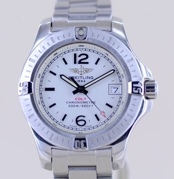 Breitling Colt Lady 33 mm medium Steel white Stahlband Top Lady Klassiker