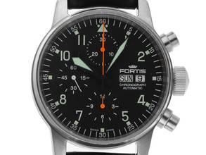 Thumbnail von Fortis Flieger Chronograph Ref.597.11.141 Bj.2002 original Box sehr gut Vintage Flieger Chronograph Day-Date Leder Faltschließe