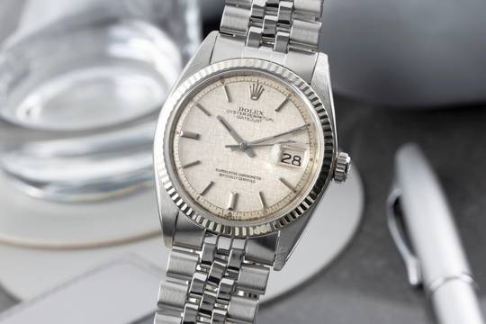 Rolex Datejust 36 Silver Linen Sigma Dial Stahl / Weissgold Automatik Ref. 1603