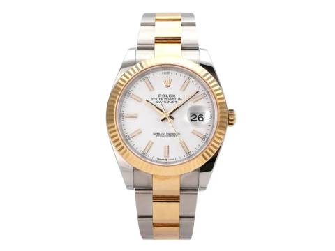 Rolex Datejust 41 Edelstahl Gelbgold 126333 Weiß Index