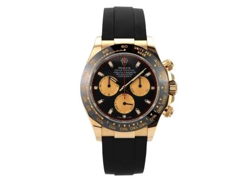 Rolex Daytona Gelbgold / Oysterflex Ref. 116518LN Schwarz / Champ