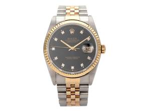 Thumbnail von Rolex Datejust 36 Edelstahl Gelbgold 16233 Schwarz Diamant Jubile-Band