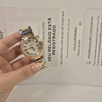 Cartier Ballon Bleu 36mm Ouro Rosé & Aço Automático