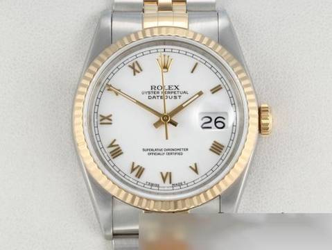  Rolex Datejust 36 36mm 16233 Edelstahl Gelbgold 750 Automatik Stainless Steel 18kt Yellow Gold Jubilé-band Chronometer Oyster White Dial 
