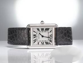 Thumbnail von Cartier Tank Solo Kleines Modell W5200005 2017 Edelstahl Lederband Stahl Steel