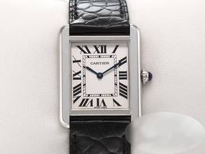 Thumbnail von Cartier Tank Solo Kleines Modell W5200005 2017 Edelstahl Lederband Stahl Steel