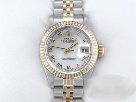 Rolex Lady-Datejust Edelstahl Gelbgold 750 Perlmutt Automatik Gold Stahl Damen Stainless Steel 18kt Yellow Gold Jubilé-band Chronometer Oyster