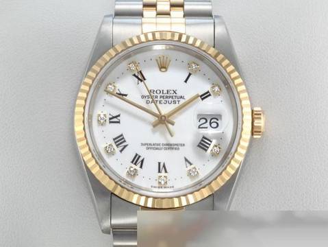 Rolex Datejust 36 36mm 16233 Stahl Gelbgold 750 2000 Diamanten Automatik Stainless Steel 18kt Yellow Gold Jubilé-band Chronometer Oyster White Dial