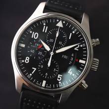 Thumbnail von IWC Fliegeruhr Chronograph Pilot's Watch Chronograph Stahl Schwarzes Zifferblatt