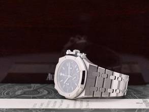 Thumbnail von Audemars Piguet Royal Oak Chronograph 26300st Blau Chronograph 39mm - Wie neu 2010 Ita