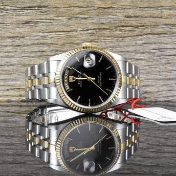 Tudor Prince Date Day 76213 Black Dial - Stahl Gold - 36mm - Automatik