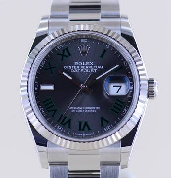 Rolex Datejust 36 126234 wimbledon roman dial Oysterband Stahl Weißgold ungetragen