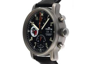 Thumbnail von Fortis Flieger Chronograph Ref.597.11.141 1994 Full Set Original Vintage Unpoliert Flieger Chronograph Aufklärungsgeschwader 51 Immelman Limited Edition Day-Date Leder Faltschließe