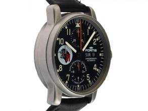Thumbnail von Fortis Flieger Chronograph Ref.597.11.141 1994 Full Set Original Vintage Unpoliert Flieger Chronograph Aufklärungsgeschwader 51 Immelman Limited Edition Day-Date Leder Faltschließe