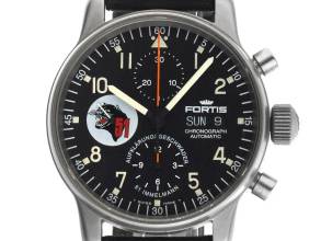 Thumbnail von Fortis Flieger Chronograph Ref.597.11.141 1994 Full Set Original Vintage Unpoliert Flieger Chronograph Aufklärungsgeschwader 51 Immelman Limited Edition Day-Date Leder Faltschließe