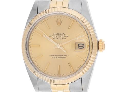 Rolex Datejust 36 Ref.16013 Bj.1981 Box&Beschreibung sehr gut Vintage Datejust Stahl 18kt Gelbgold open 6/9 Jubilé Armband