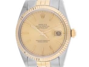 Thumbnail von Rolex Datejust 36 Ref.16013 Bj.1981 Box&Beschreibung sehr gut Vintage Datejust Stahl 18kt Gelbgold open 6/9 Jubilé Armband