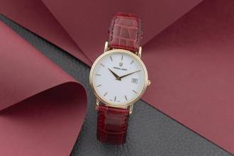 Thumbnail von Universal Genève 18k (0,750) Gold White Dial Herrenuhr Ref. 149.140-22 Papiere