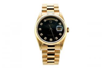 Thumbnail von Rolex Day-Date 36 Black Onyx Diamond Dial - German Day Wheel - Yellow Gold - 18238 1994