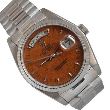  Rolex Day-Date 36 18039 President wood dial white gold 18KT Full Set TOP Condition 