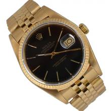 Thumbnail von Rolex Datejust 36 16018 President black dial Full Set TOP Condition 1986
