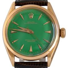 Thumbnail von Rolex Oyster Perpetual 34 6284 green enamel dial rose gold 18KT very rare 1957