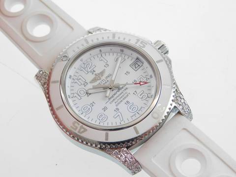 Breitling Superocean II 36 36mm Automatik im Full Set Factory Diamonds Top Zustand Factory Diamonds