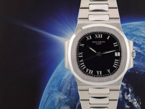 Patek Philippe Nautilus 3800 Schwarz Römisches Zifferblatt Wie neu Komplettset 1998