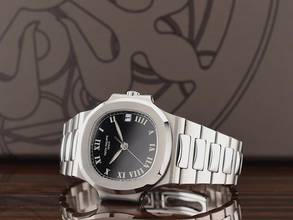 Thumbnail von Patek Philippe Nautilus 3800 Schwarz Römisches Zifferblatt Wie neu Komplettset 1998