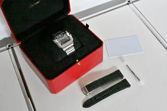 Thumbnail von Cartier Santos de Cartier Großes schwarzes Zifferblatt WSSA0096