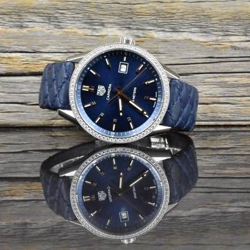 TAG Heuer Carrera Quartz Blue Dial - Factory Diamond Bezel
