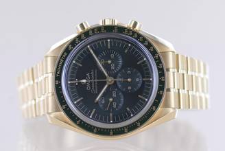 Thumbnail von Omega Speedmaster Professional Moonwatch Chronograph 18K Moonshinegold green dial 42 B+P