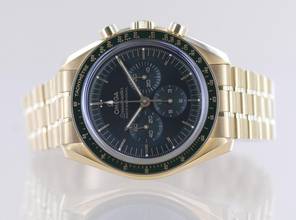 Thumbnail von Omega Speedmaster Professional Moonwatch Chronograph 18K Moonshinegold green dial 42 B+P