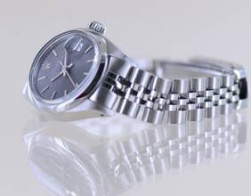 Thumbnail von Rolex Oyster Perpetual Lady Date grey index dial Jubiléband 26mm polished Bezel