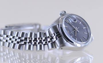 Thumbnail von Rolex Oyster Perpetual Lady Date grey index dial Jubiléband 26mm polished Bezel