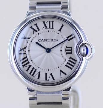 Cartier Ballon Bleu 36mm Steel Automatic Klassiker Luxusuhr Silver roman dial 36mm Unisex B+P